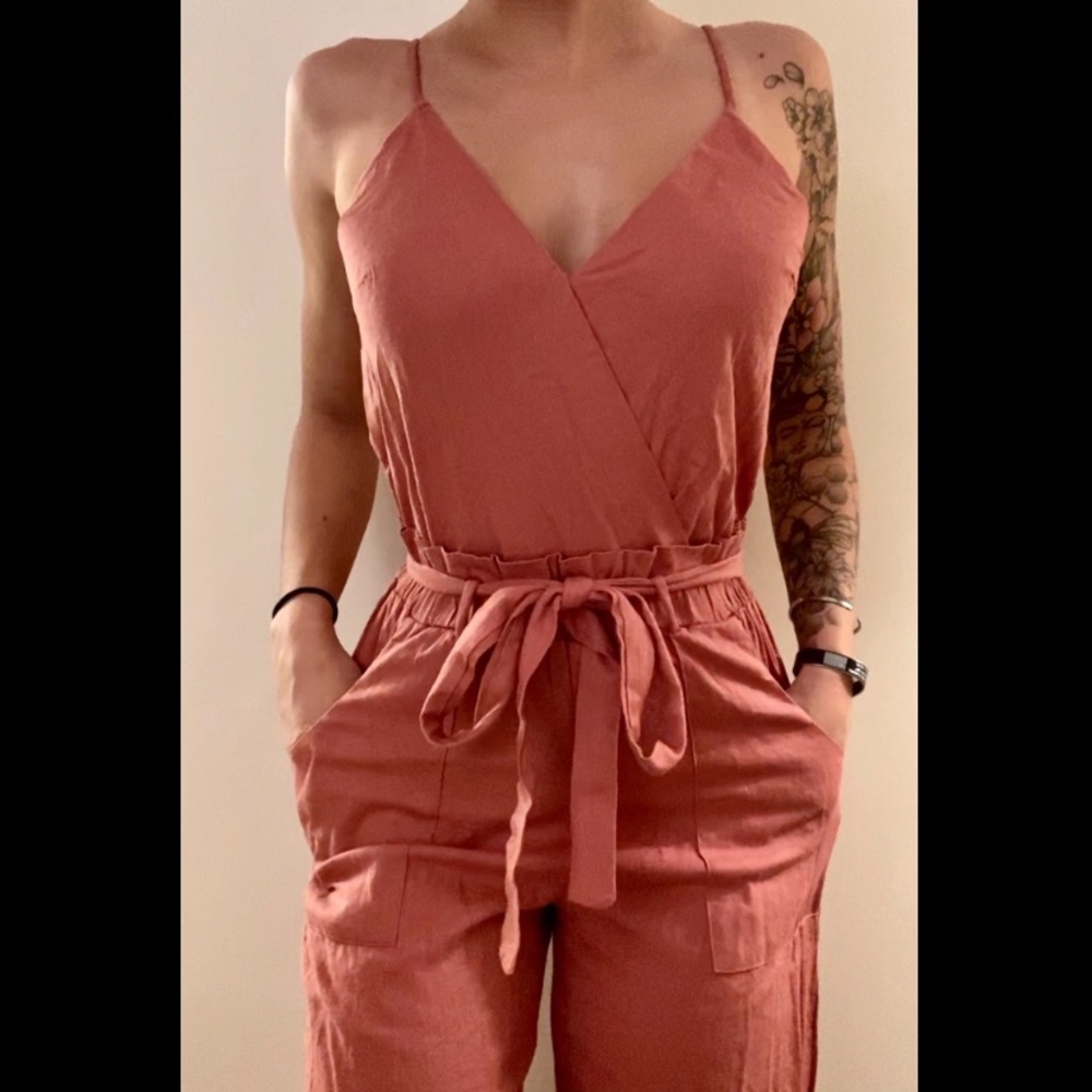 Pink Pantsuit with Front tie Detail